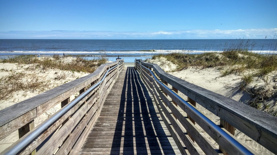 Wooden boardwalk on the beach