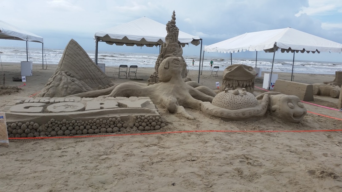 Sand figures on Galveston Island East Beach