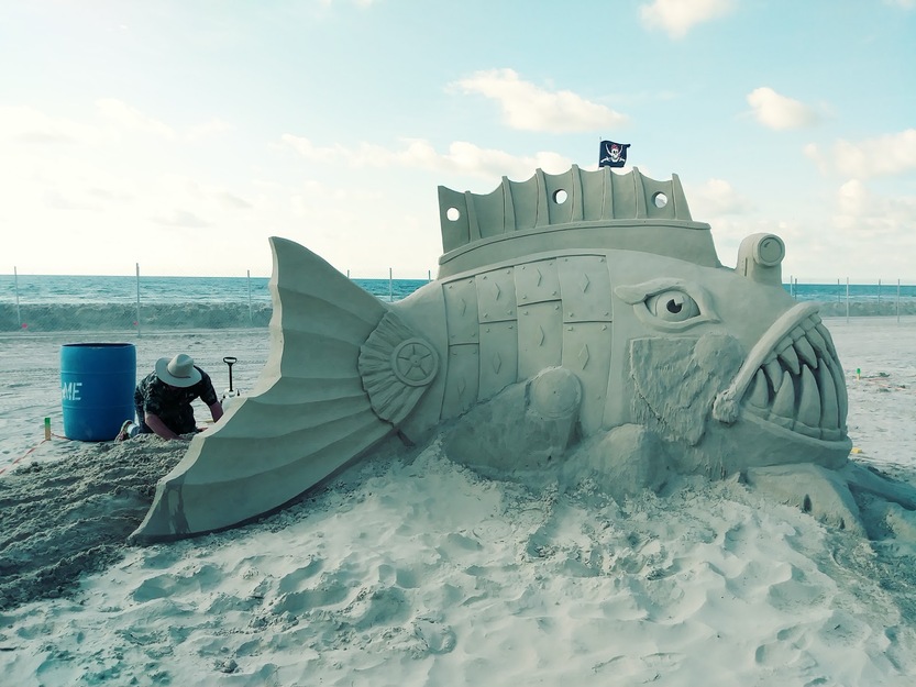 Fish sand figure in IB Magee Beach Park