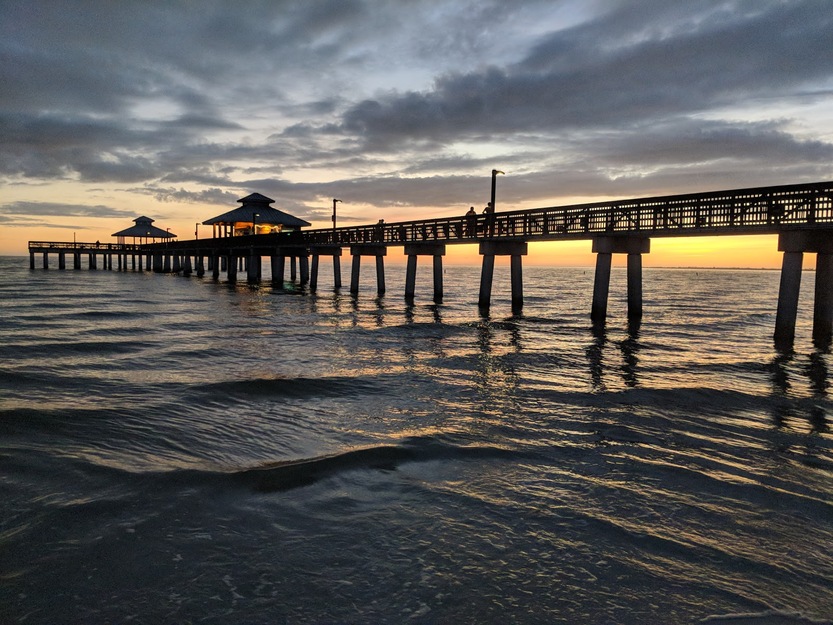 Fishing pier at sunset
