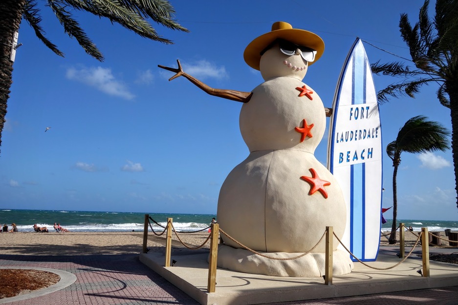 Snowman on the beach