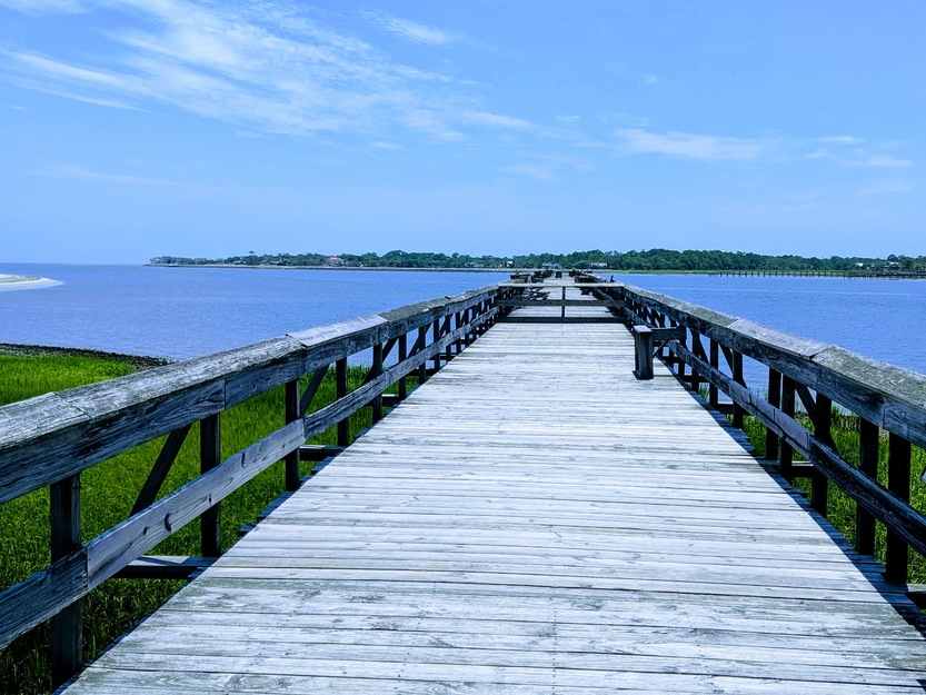 Wooden boardwalk on the beach