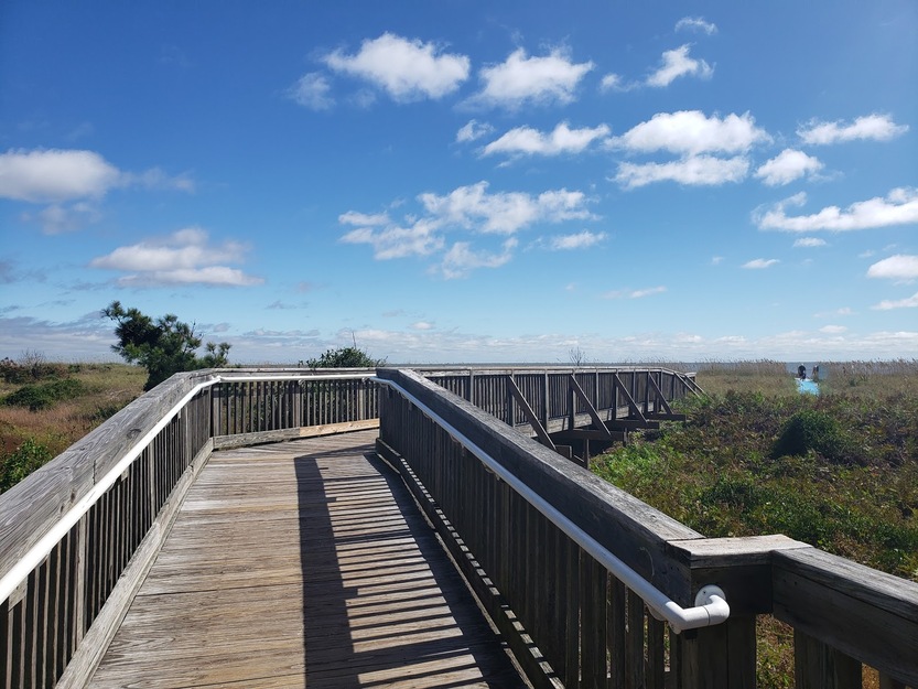 Wooden boardwalk leading to the beach