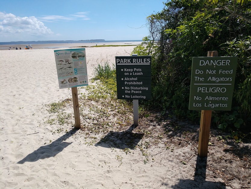 Fish Haul Beach Park information shields
