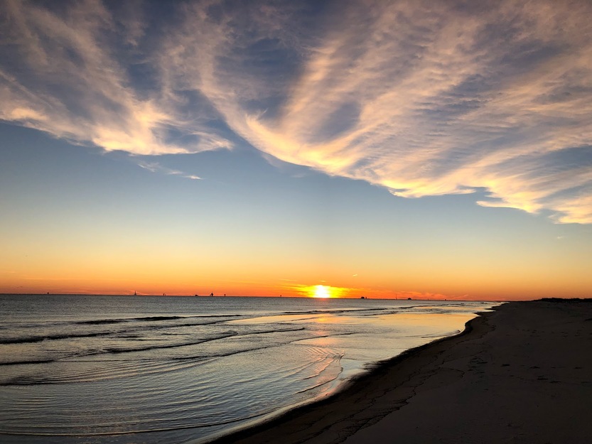 Sun rising over the sea