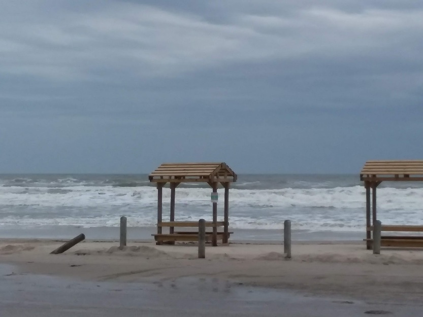 Covered picnic spot on the beach