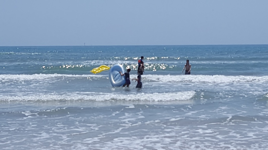 People bathing in the sea