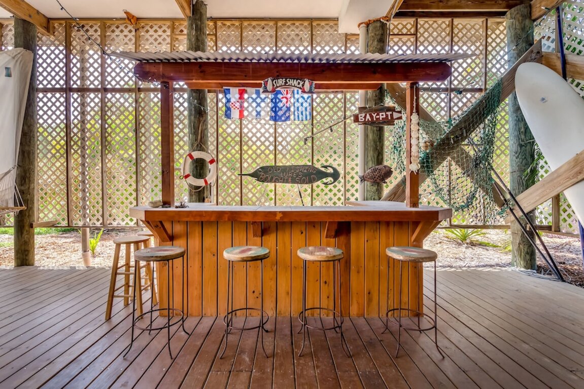 Waterfront Steps to Beach, Hot Tub, Huge Deck, Pets, Tiki Bar,Kayaks Bikes, Dock photo