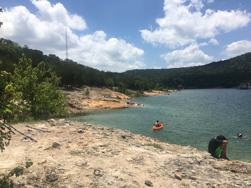 Swimming in a boat