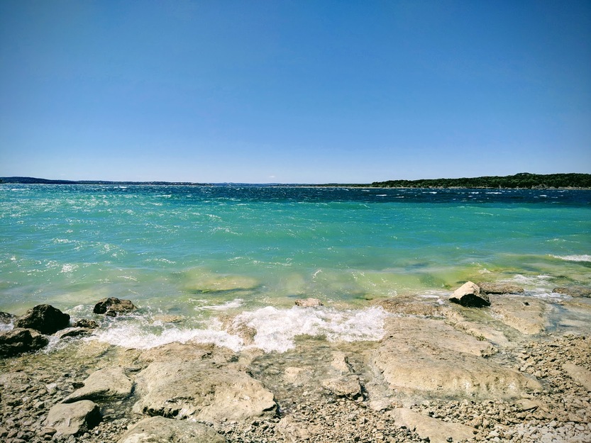 Rocks and blue water