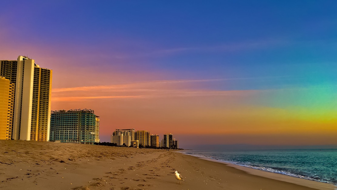 Evening on a city beach