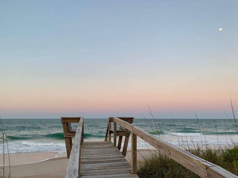 Wooden boardwalk on Vilano Beach