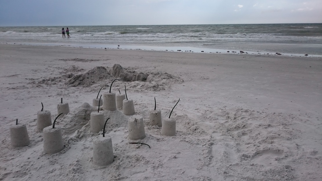 Sand figures on Indian Shores Beach, FL