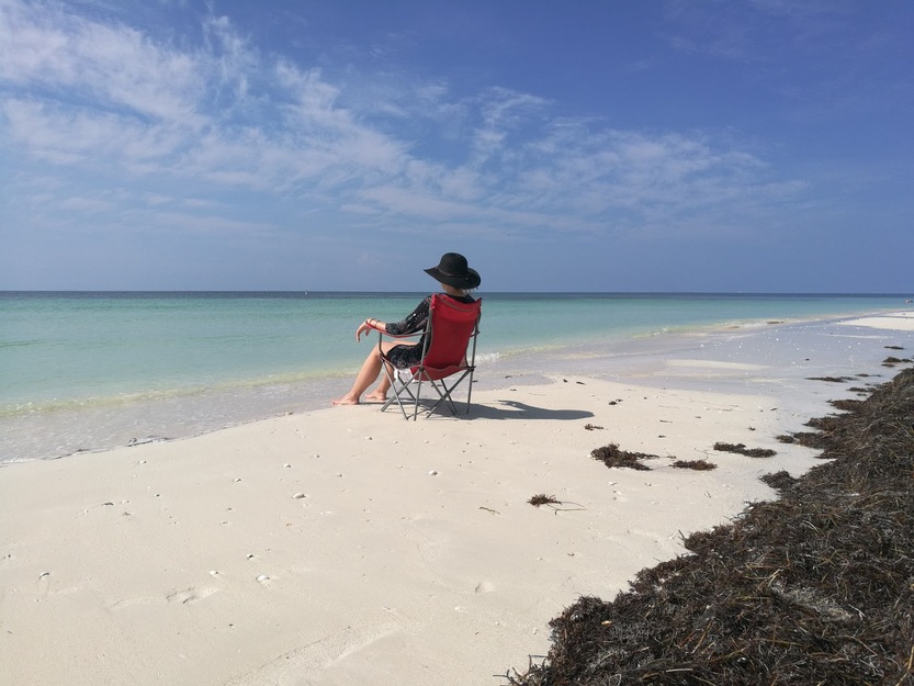 Holidaymaker pn the seashore