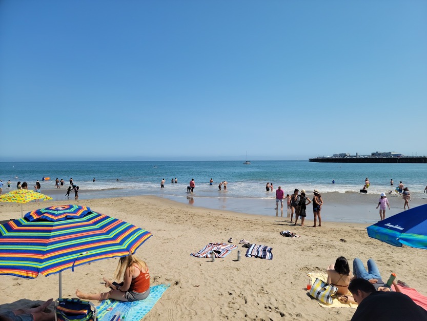 Holiday makers on Santa Cruz Beach