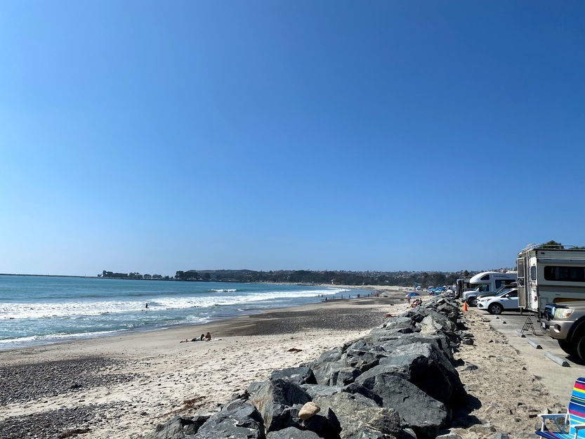 Rocky jetty at Doheny State Beach California