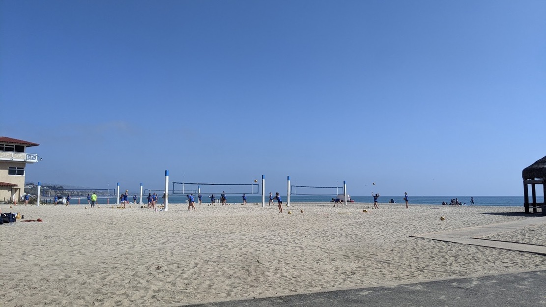 Volleyball nets on Doheny State Beach CA