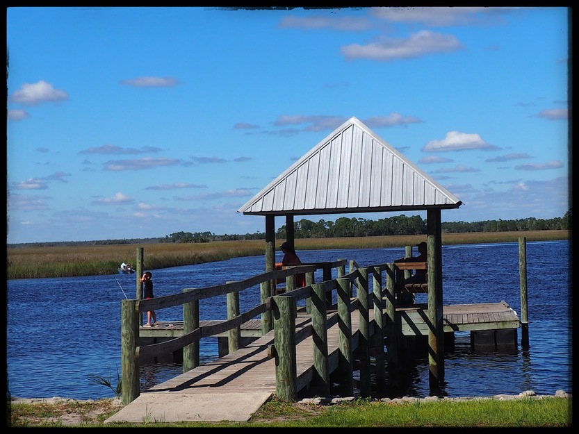 Wooden bridge on Shired Island Campground Beach