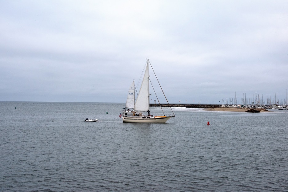 Boat near East Beach in Santa Barbara, California