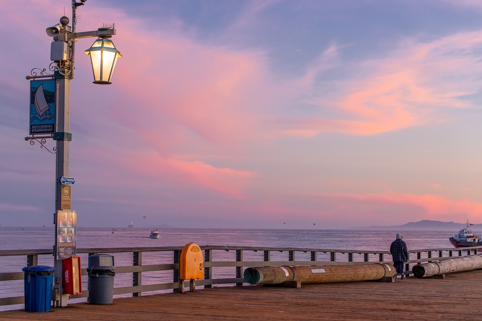 Sunset on West Beach in Santa Barbara, California