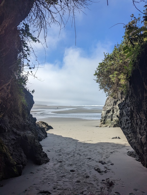 Beach entrance in Moonstone Beach County Park, California