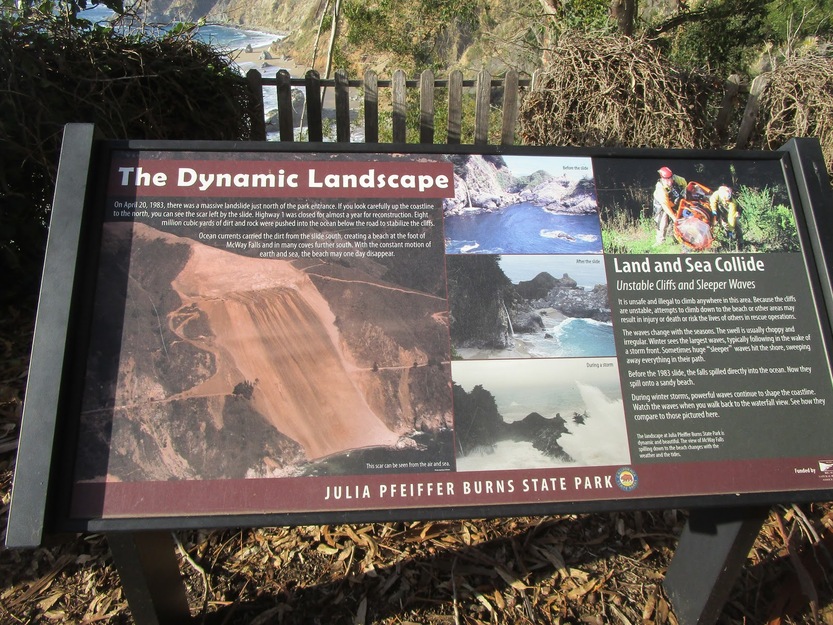Information shield in Julia Pfeiffer Burns State Park
