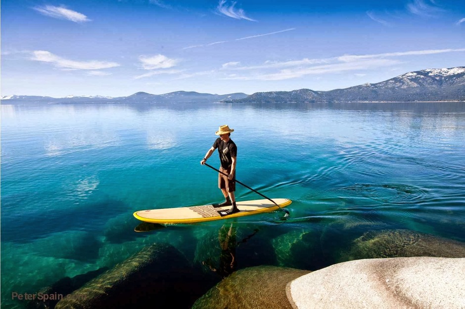Person on a sup board near Kings Beach CA