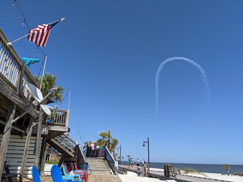 US flag on Mississippi Gulf Coast Beach