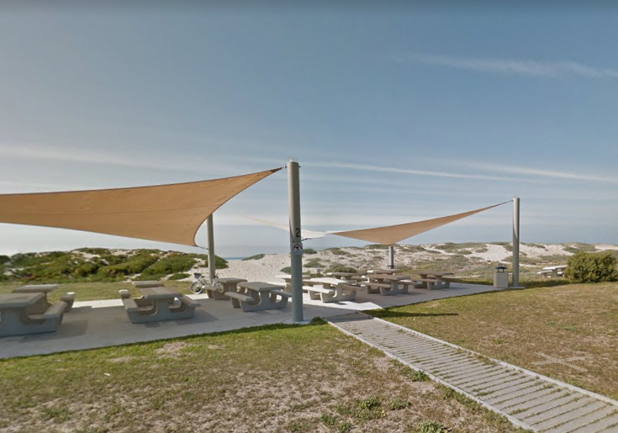 Covered picnic area on Carpinteria State Beach