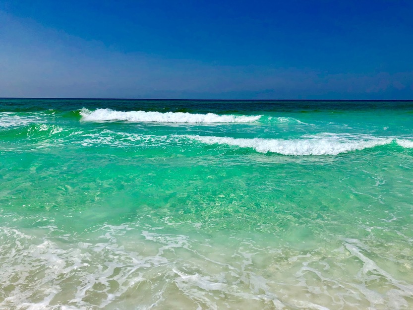 Crystal clear blue water