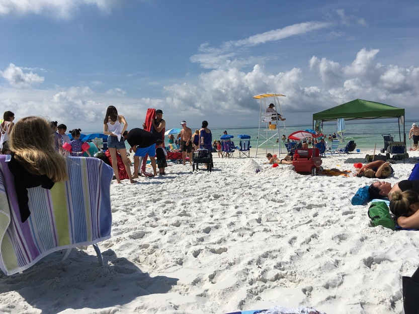 Many people on Crystal Sands Beach