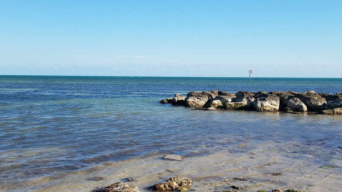 A rocky jetty in the sea