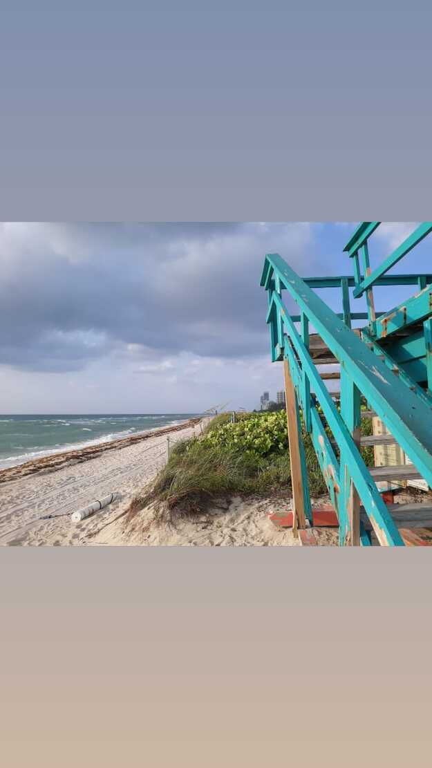 Wooden boardwalk and stairs on the beach