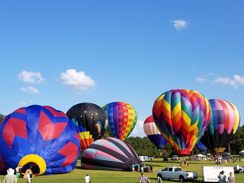 Air balloons on the grass