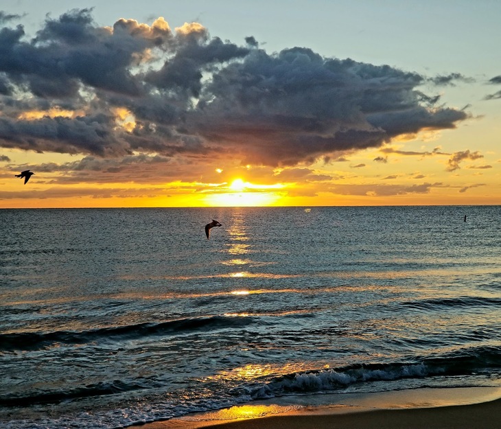 Sun rising over the sea